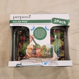 New Prepara Salad Pod 2 Pack 33.8 oz 1L Tritan Leakproof Salad Shaker Containers
